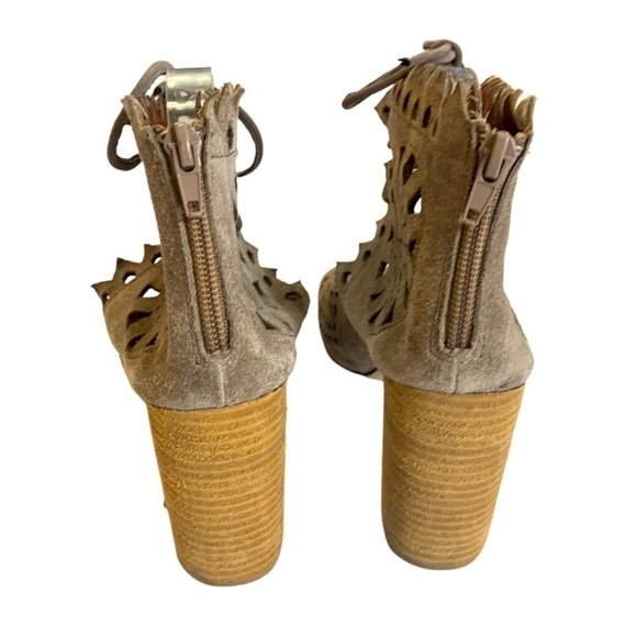 Jeffrey Campbell Cordia taupe suede open toe oxfords, 8.5, block heels, academia - Picture 6 of 9